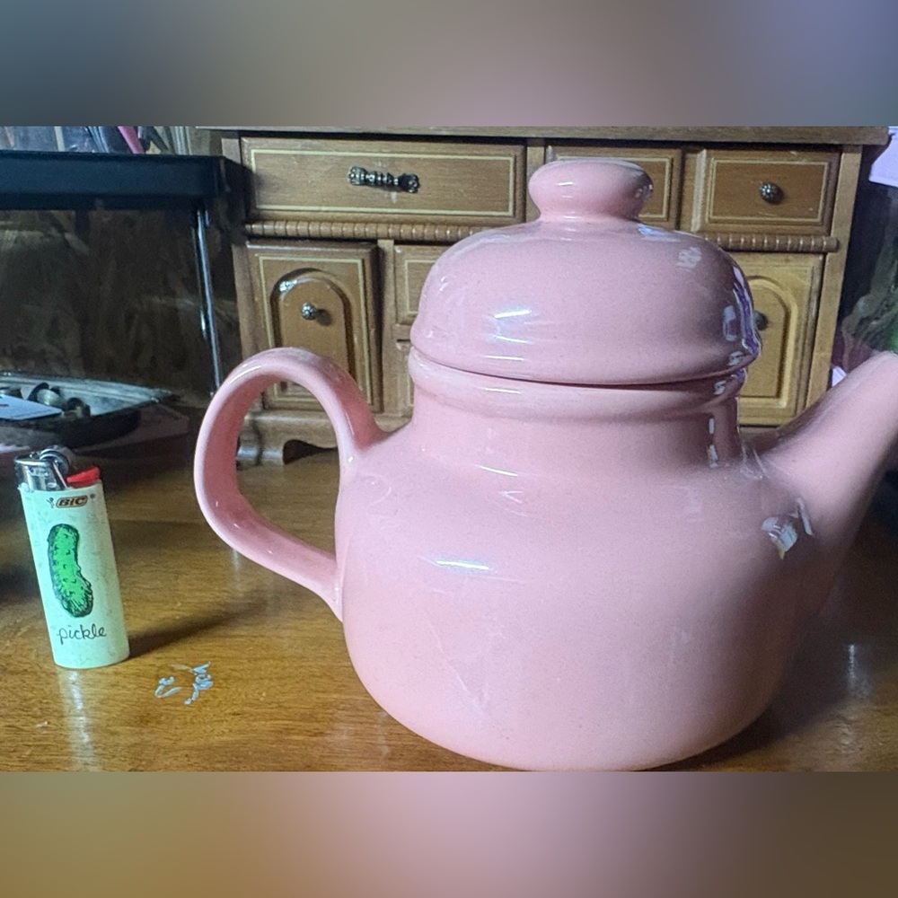 Large Pink Ceramic Teapot with Lid